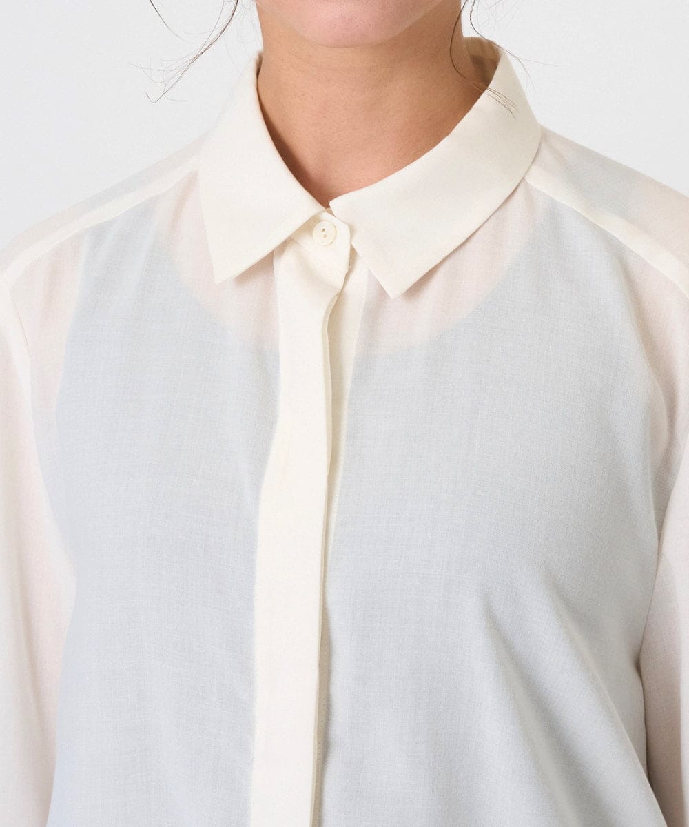 F6BGD07290 MICHEL KLEIN(小さいサイズ)(メゾン ドゥ サンク) [小さいサイズ]シアータッチ ドローストリングシャツブラウス アイボリー