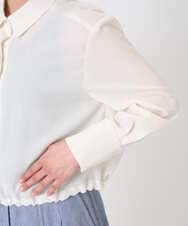 F6BGD07290 MICHEL KLEIN(小さいサイズ)(メゾン ドゥ サンク) [小さいサイズ]シアータッチ ドローストリングシャツブラウス アイボリー