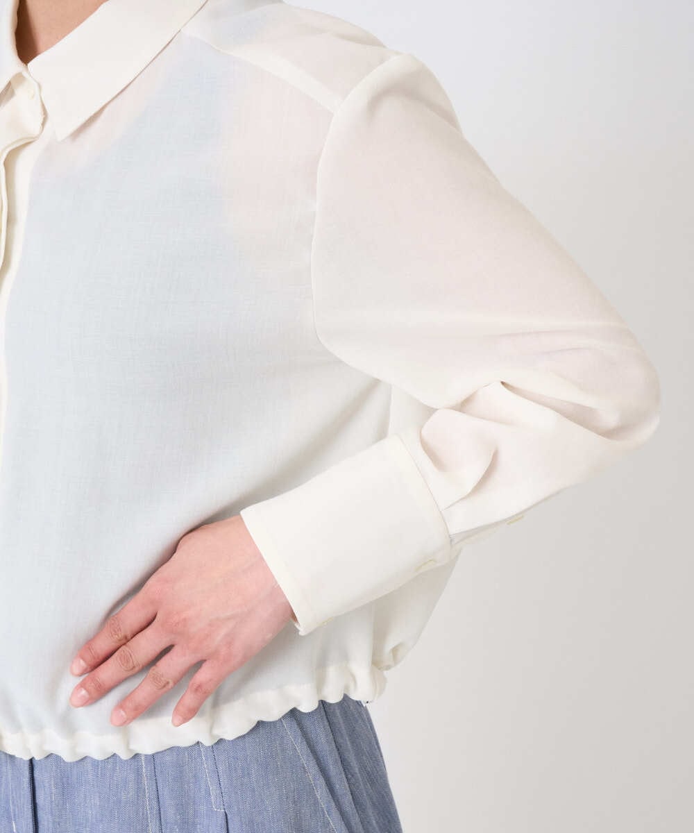 F6BGD07290 MICHEL KLEIN(小さいサイズ)(メゾン ドゥ サンク) [小さいサイズ]シアータッチ ドローストリングシャツブラウス アイボリー