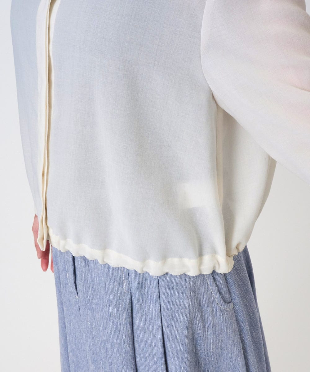 F6BGD07290 MICHEL KLEIN(小さいサイズ)(メゾン ドゥ サンク) [小さいサイズ]シアータッチ ドローストリングシャツブラウス アイボリー