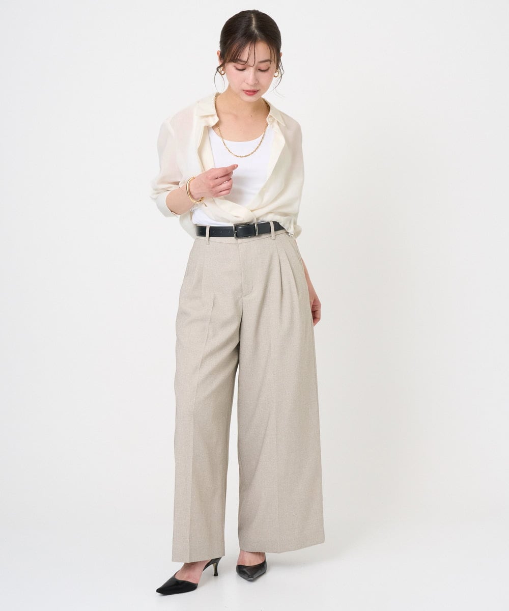 F6BGD07290 MICHEL KLEIN(小さいサイズ)(メゾン ドゥ サンク) [小さいサイズ]シアータッチ ドローストリングシャツブラウス アイボリー