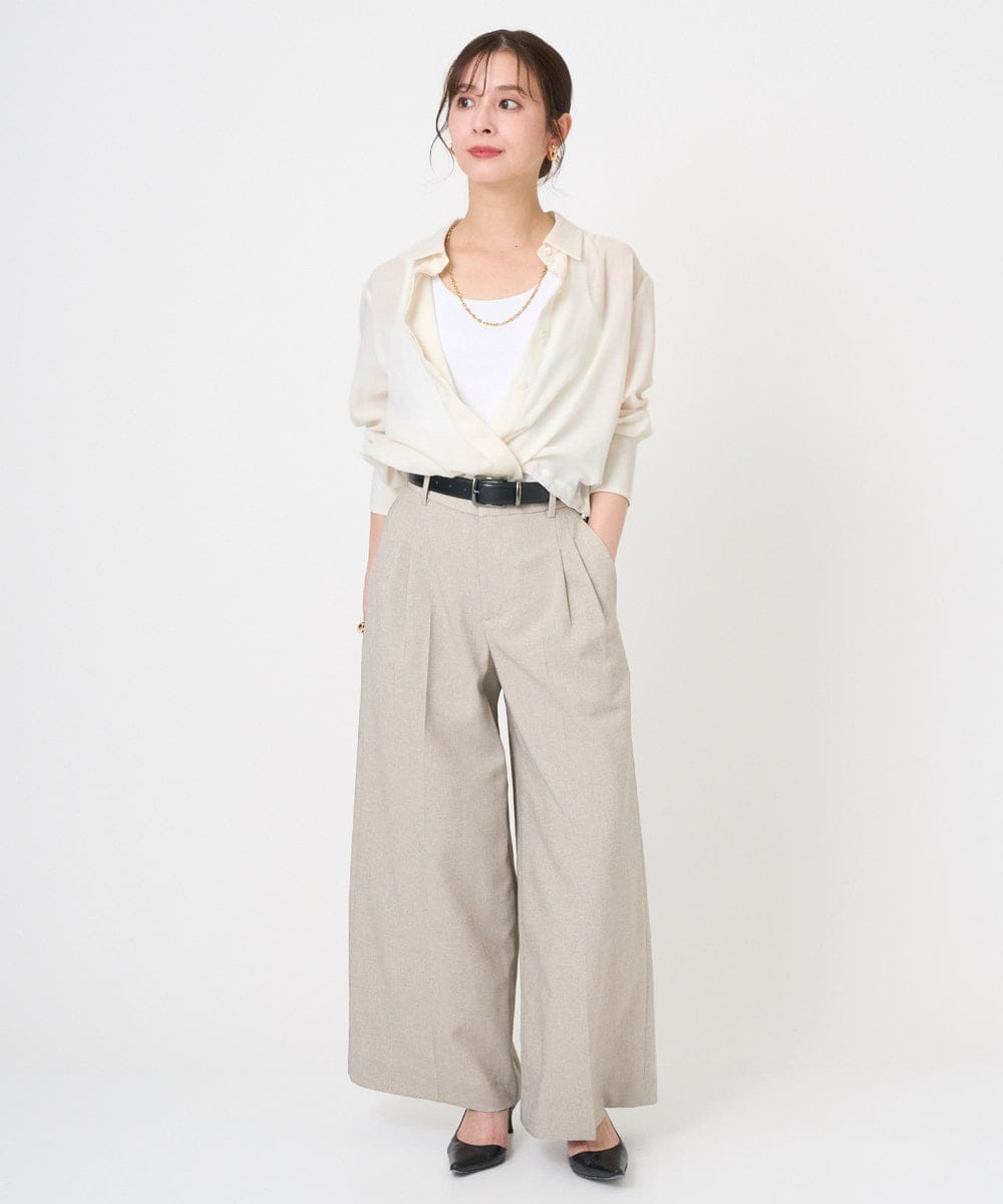 F6BGD07290 MICHEL KLEIN(小さいサイズ)(メゾン ドゥ サンク) [小さいサイズ]シアータッチ ドローストリングシャツブラウス アイボリー