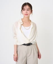 F6BGD07290 MICHEL KLEIN(小さいサイズ)(メゾン ドゥ サンク) [小さいサイズ]シアータッチ ドローストリングシャツブラウス アイボリー