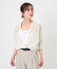 F6BGD07290 MICHEL KLEIN(小さいサイズ)(メゾン ドゥ サンク) [小さいサイズ]シアータッチ ドローストリングシャツブラウス アイボリー