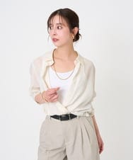 F6BGD07290 MICHEL KLEIN(小さいサイズ)(メゾン ドゥ サンク) [小さいサイズ]シアータッチ ドローストリングシャツブラウス アイボリー