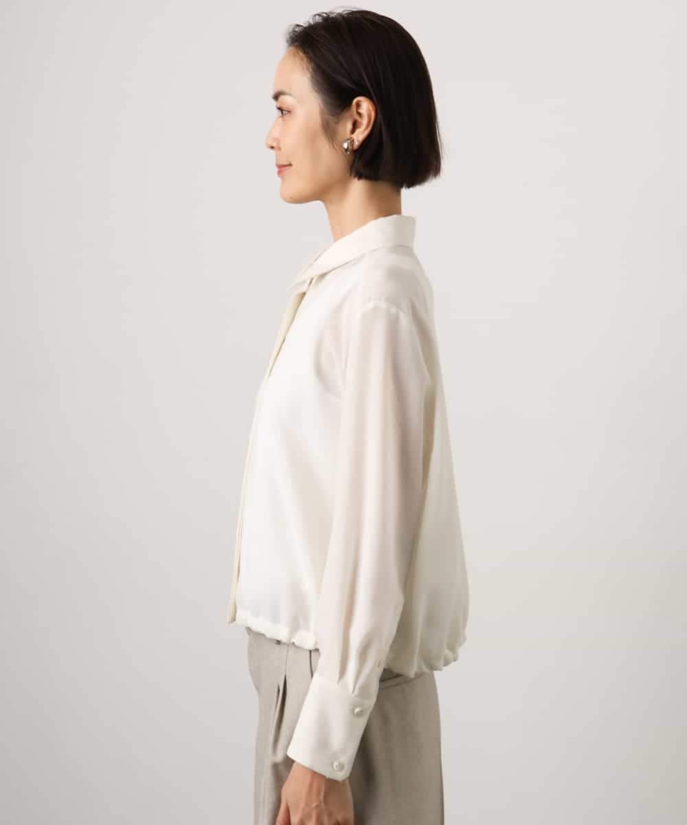 F6BGD07290 MICHEL KLEIN(小さいサイズ)(メゾン ドゥ サンク) [小さいサイズ]シアータッチ ドローストリングシャツブラウス アイボリー