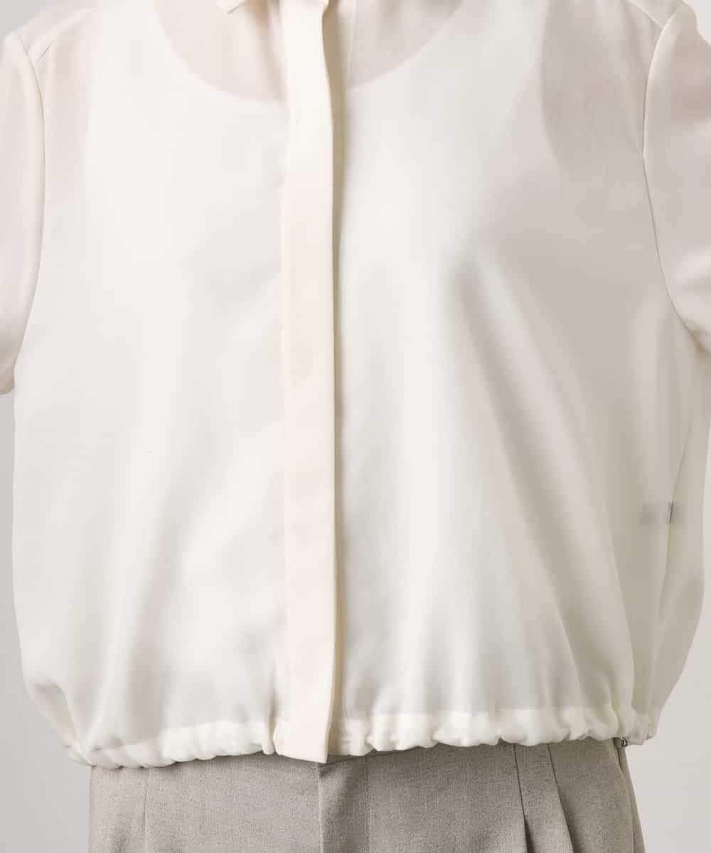 F6BGD07290 MICHEL KLEIN(小さいサイズ)(メゾン ドゥ サンク) [小さいサイズ]シアータッチ ドローストリングシャツブラウス アイボリー