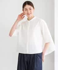 F6BGD08200 MICHEL KLEIN(小さいサイズ)(メゾン ドゥ サンク) [小さいサイズ]バンドカラーテントラインシャツ ブルー