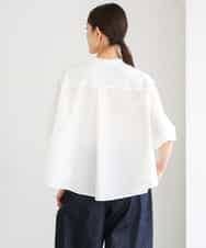 F6BGD08200 MICHEL KLEIN(小さいサイズ)(メゾン ドゥ サンク) [小さいサイズ]バンドカラーテントラインシャツ ブルー