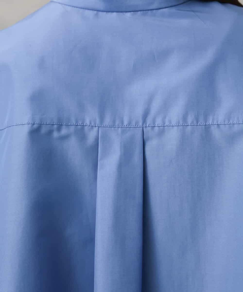 F6BGD08200 MICHEL KLEIN(小さいサイズ)(メゾン ドゥ サンク) [小さいサイズ]バンドカラーテントラインシャツ ブルー