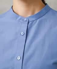 F6BGD08200 MICHEL KLEIN(小さいサイズ)(メゾン ドゥ サンク) [小さいサイズ]バンドカラーテントラインシャツ ブルー