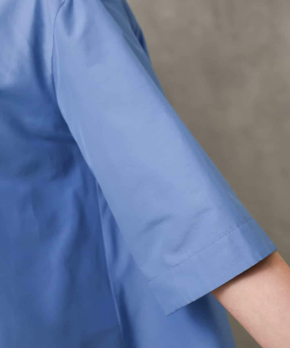 F6BGD08200 MICHEL KLEIN(小さいサイズ)(メゾン ドゥ サンク) [小さいサイズ]バンドカラーテントラインシャツ ブルー