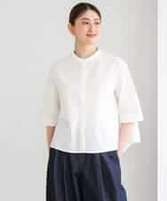 F6BGD08200 MICHEL KLEIN(小さいサイズ)(メゾン ドゥ サンク) [小さいサイズ]バンドカラーテントラインシャツ ホワイト