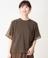 F6BGV48170 MICHEL KLEIN(小さいサイズ)(メゾン ドゥ サンク) [小さいサイズ]シアーTブラウス(2WAY/セットアップ対応) ブラウン(87)