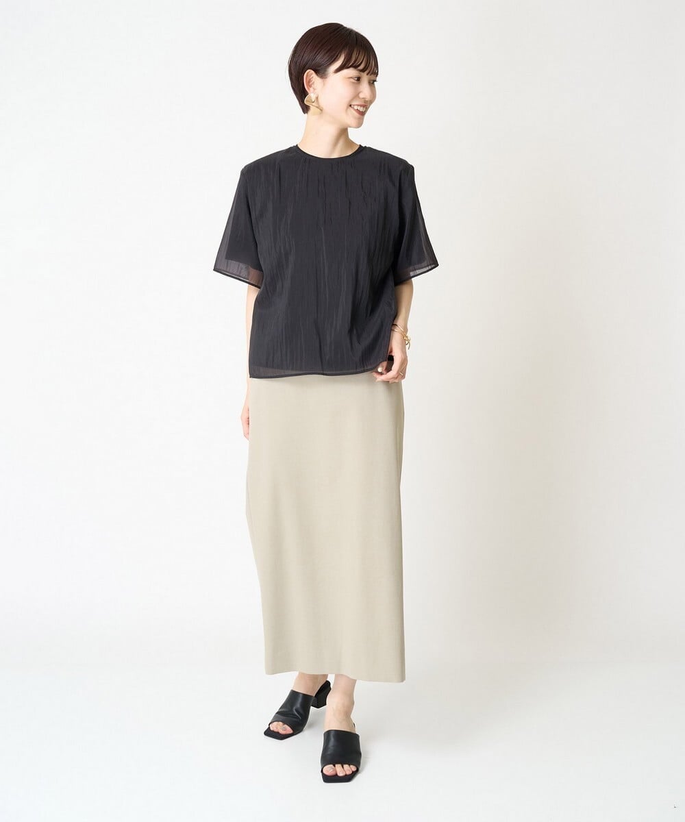 F6BGV48170 MICHEL KLEIN(小さいサイズ)(メゾン ドゥ サンク) [小さいサイズ]シアーTブラウス(2WAY/セットアップ対応) ブラウン(87)