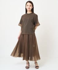 F6BGV48170 MICHEL KLEIN(小さいサイズ)(メゾン ドゥ サンク) [小さいサイズ]シアーTブラウス(2WAY/セットアップ対応) ブラウン(87)