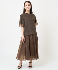 F6BGV48170 MICHEL KLEIN(小さいサイズ)(メゾン ドゥ サンク) [小さいサイズ]シアーTブラウス(2WAY/セットアップ対応) ブラウン(87)