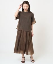 F6BGV48170 MICHEL KLEIN(小さいサイズ)(メゾン ドゥ サンク) [小さいサイズ]シアーTブラウス(2WAY/セットアップ対応) ブラウン(87)