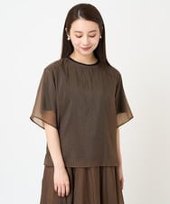 F6BGV48170 MICHEL KLEIN(小さいサイズ)(メゾン ドゥ サンク) [小さいサイズ]シアーTブラウス(2WAY/セットアップ対応) ブラウン(87)
