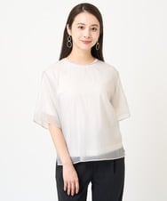 F6BGV48170 MICHEL KLEIN(小さいサイズ)(メゾン ドゥ サンク) [小さいサイズ]シアーTブラウス(2WAY/セットアップ対応) ブラウン(87)