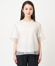 F6BGV48170 MICHEL KLEIN(小さいサイズ)(メゾン ドゥ サンク) [小さいサイズ]シアーTブラウス(2WAY/セットアップ対応) ブラウン(87)