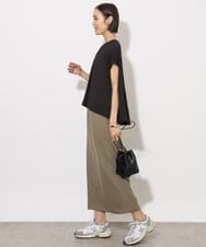 F6BHA04160 MICHEL KLEIN(小さいサイズ)(メゾン ドゥ サンク) 小さいサイズ]楊柳Vネックデザインブラウス(セットアップ対応) ブラック