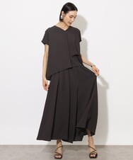 F6BHA04160 MICHEL KLEIN(小さいサイズ)(メゾン ドゥ サンク) 小さいサイズ]楊柳Vネックデザインブラウス(セットアップ対応) ブラック