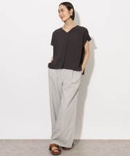 F6BHA04160 MICHEL KLEIN(小さいサイズ)(メゾン ドゥ サンク) 小さいサイズ]楊柳Vネックデザインブラウス(セットアップ対応) ブラック
