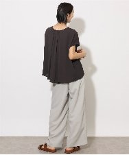 F6BHA04160 MICHEL KLEIN(小さいサイズ)(メゾン ドゥ サンク) 小さいサイズ]楊柳Vネックデザインブラウス(セットアップ対応) ブラック