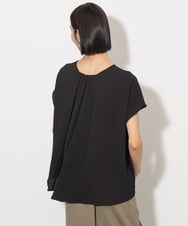 F6BHA04160 MICHEL KLEIN(小さいサイズ)(メゾン ドゥ サンク) 小さいサイズ]楊柳Vネックデザインブラウス(セットアップ対応) ブラック