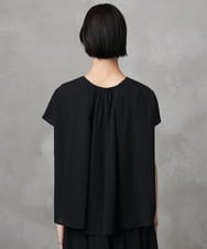 F6BHA04160 MICHEL KLEIN(小さいサイズ)(メゾン ドゥ サンク) 小さいサイズ]楊柳Vネックデザインブラウス(セットアップ対応) ブラック