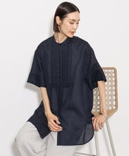 F6BHA05230 MICHEL KLEIN(小さいサイズ)(メゾン ドゥ サンク) [小さいサイズ]シアーチュニックブラウス ネイビー