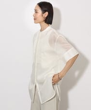 F6BHA05230 MICHEL KLEIN(小さいサイズ)(メゾン ドゥ サンク) [小さいサイズ]シアーチュニックブラウス ネイビー