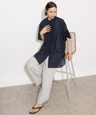F6BHA05230 MICHEL KLEIN(小さいサイズ)(メゾン ドゥ サンク) [小さいサイズ]シアーチュニックブラウス ネイビー