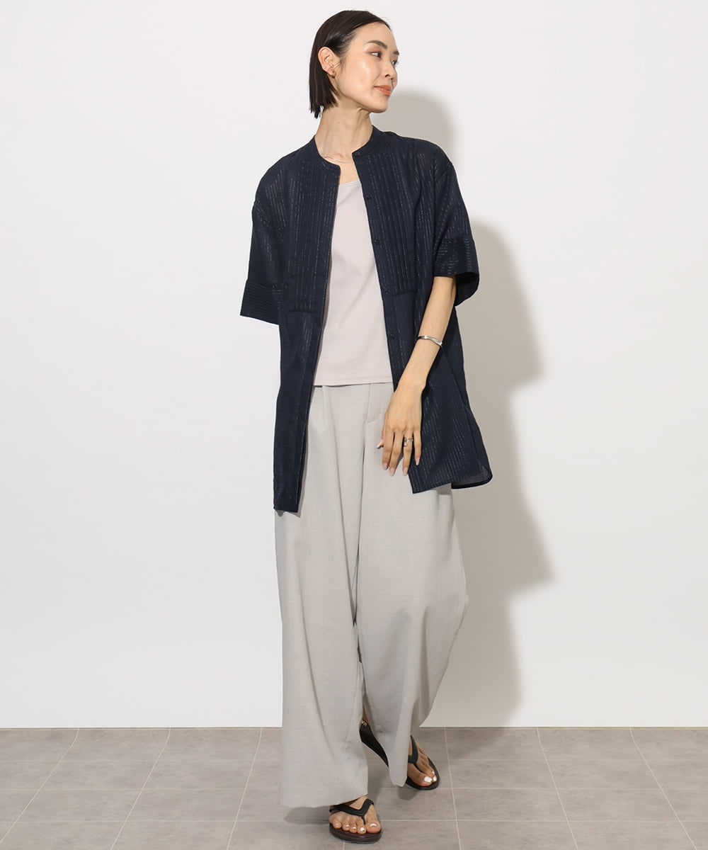 F6BHA05230 MICHEL KLEIN(小さいサイズ)(メゾン ドゥ サンク) [小さいサイズ]シアーチュニックブラウス ネイビー