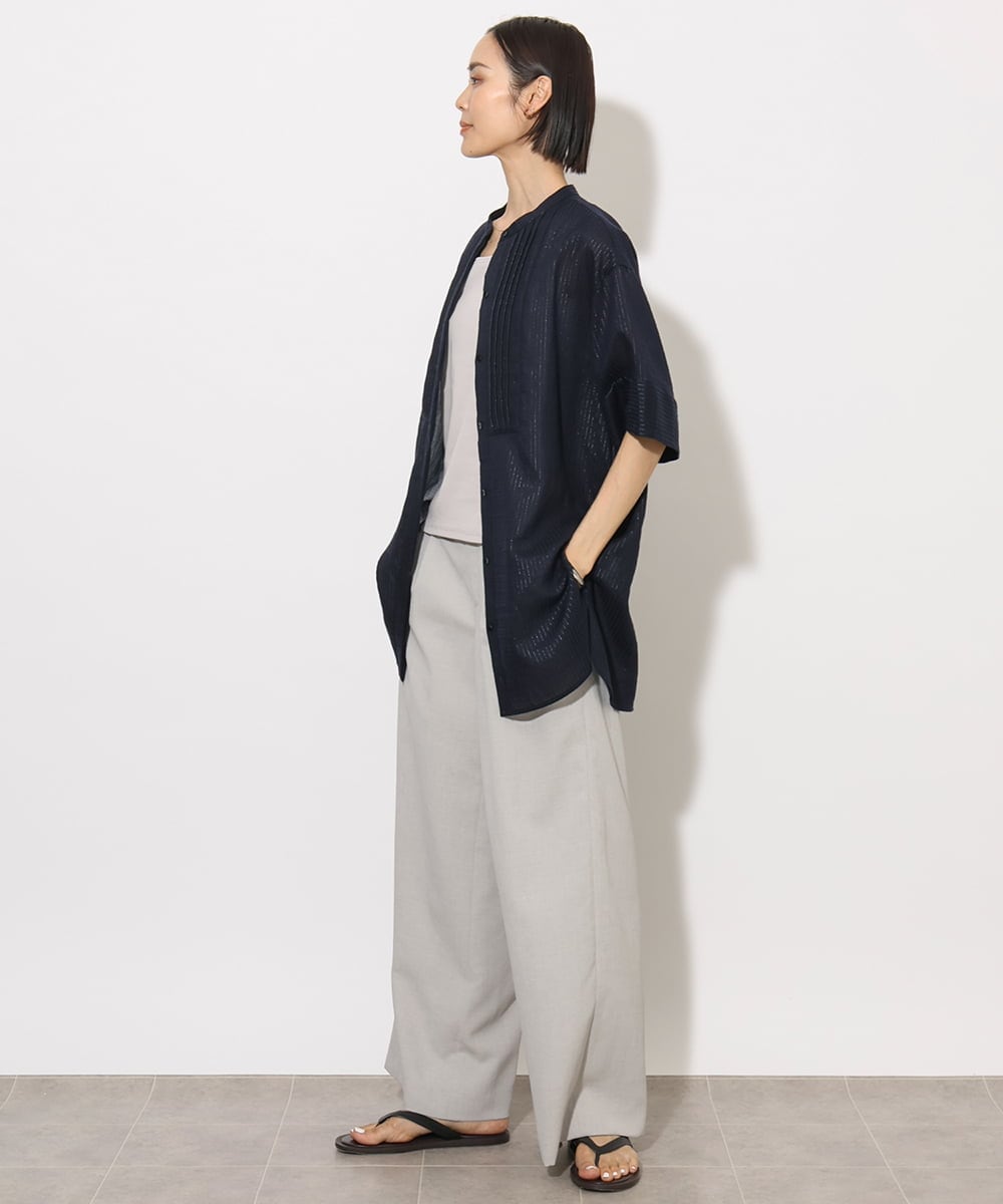F6BHA05230 MICHEL KLEIN(小さいサイズ)(メゾン ドゥ サンク) [小さいサイズ]シアーチュニックブラウス ネイビー