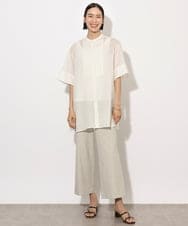 F6BHA05230 MICHEL KLEIN(小さいサイズ)(メゾン ドゥ サンク) [小さいサイズ]シアーチュニックブラウス ネイビー
