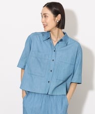 F6BHA07210 MICHEL KLEIN(小さいサイズ)(メゾン ドゥ サンク) [小さいサイズ]ライトオンスデニムシャツ(セットアップ対応) ライトブルー