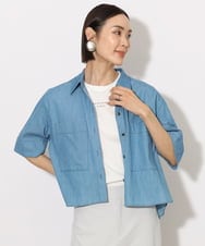 F6BHA07210 MICHEL KLEIN(小さいサイズ)(メゾン ドゥ サンク) [小さいサイズ]ライトオンスデニムシャツ(セットアップ対応) ライトブルー