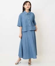 F6BHA07210 MICHEL KLEIN(小さいサイズ)(メゾン ドゥ サンク) [小さいサイズ]ライトオンスデニムシャツ(セットアップ対応) ライトブルー