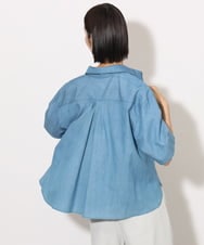 F6BHA07210 MICHEL KLEIN(小さいサイズ)(メゾン ドゥ サンク) [小さいサイズ]ライトオンスデニムシャツ(セットアップ対応) ライトブルー