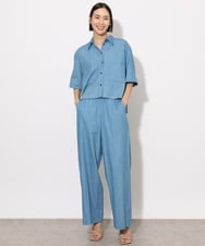 F6BHA07210 MICHEL KLEIN(小さいサイズ)(メゾン ドゥ サンク) [小さいサイズ]ライトオンスデニムシャツ(セットアップ対応) ライトブルー