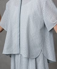 F6BHA18230 MICHEL KLEIN(小さいサイズ)(メゾン ドゥ サンク) [小さいサイズ]エンブロイダリーレースブラウス(セットアップ対応) ライトブルー
