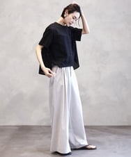 F6BHA18230 MICHEL KLEIN(小さいサイズ)(メゾン ドゥ サンク) [小さいサイズ]エンブロイダリーレースブラウス(セットアップ対応) ライトブルー