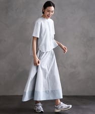 F6BHA18230 MICHEL KLEIN(小さいサイズ)(メゾン ドゥ サンク) [小さいサイズ]エンブロイダリーレースブラウス(セットアップ対応) ライトブルー