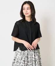 F6BHA18230 MICHEL KLEIN(小さいサイズ)(メゾン ドゥ サンク) [小さいサイズ]エンブロイダリーレースブラウス(セットアップ対応) ライトブルー