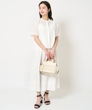 F6BHA18230 MICHEL KLEIN(小さいサイズ)(メゾン ドゥ サンク) [小さいサイズ]エンブロイダリーレースブラウス(セットアップ対応) ライトブルー