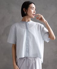 F6BHA18230 MICHEL KLEIN(小さいサイズ)(メゾン ドゥ サンク) [小さいサイズ]エンブロイダリーレースブラウス(セットアップ対応) ライトブルー