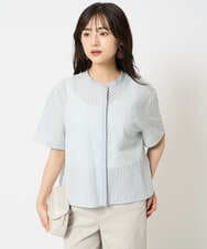 F6BHA18230 MICHEL KLEIN(小さいサイズ)(メゾン ドゥ サンク) [小さいサイズ]エンブロイダリーレースブラウス(セットアップ対応) ライトブルー