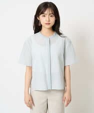 F6BHA18230 MICHEL KLEIN(小さいサイズ)(メゾン ドゥ サンク) [小さいサイズ]エンブロイダリーレースブラウス(セットアップ対応) ライトブルー